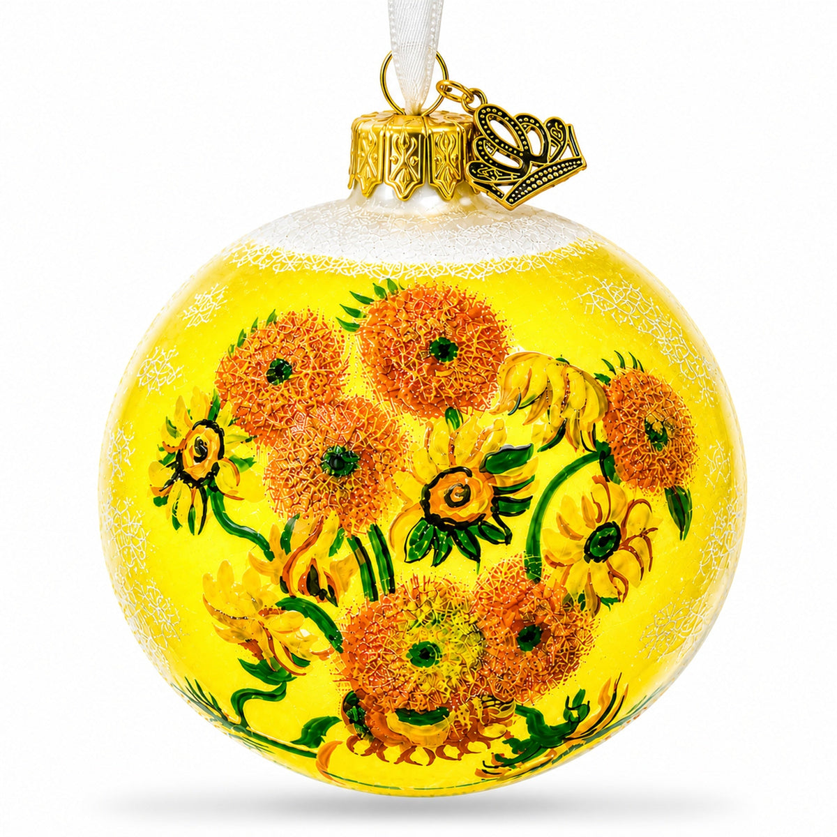 1887 'Sunflowers' by Vincent Van Gogh Glass Ball Christmas Ornament 4 Inches