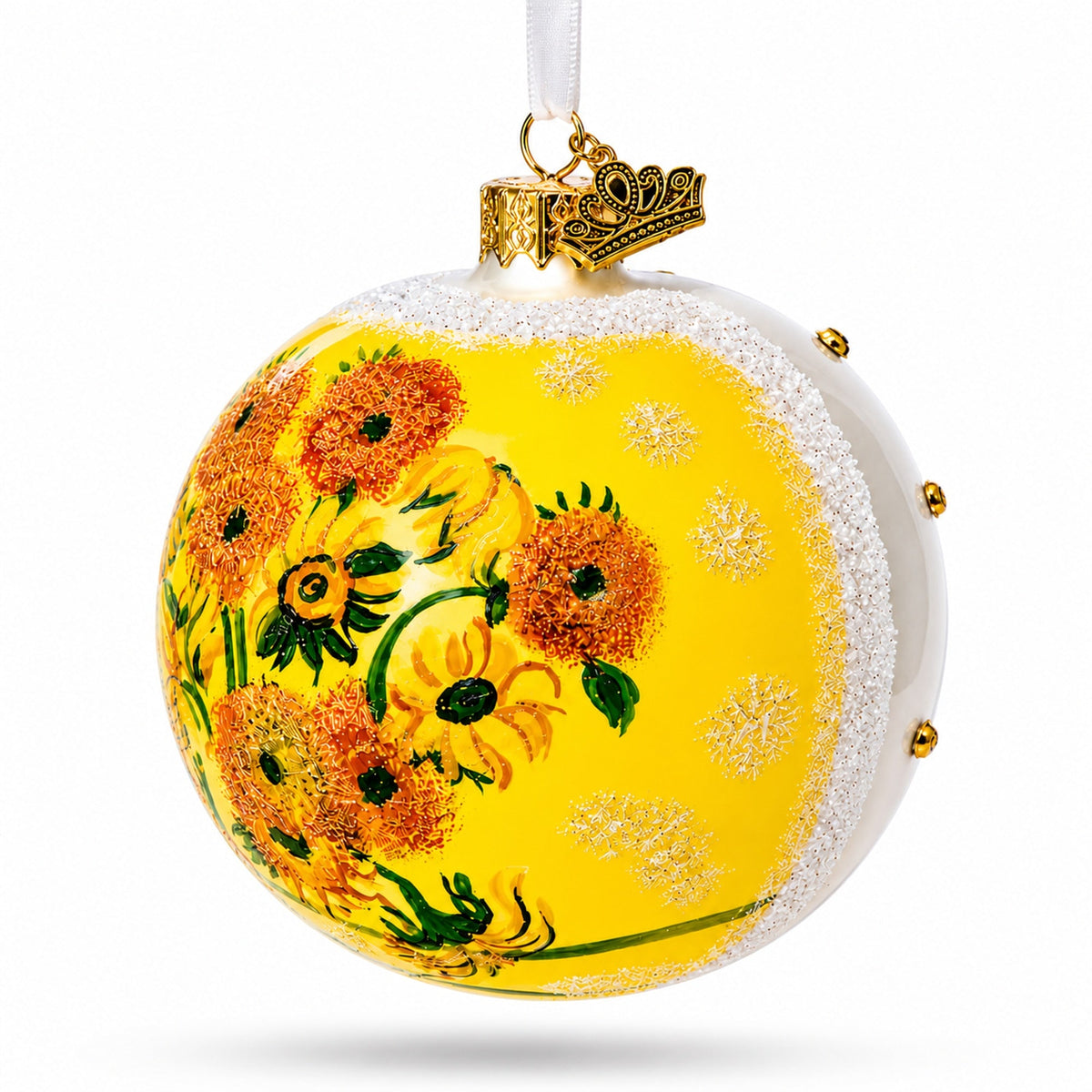 1887 'Sunflowers' by Vincent Van Gogh Glass Ball Christmas Ornament 4 Inches