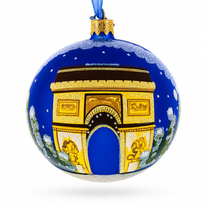 Triumphal Arch, Paris, France Glass Ball Christmas Ornament 4 Inches
