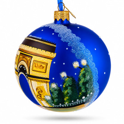 Triumphal Arch, Paris, France Glass Ball Christmas Ornament 4 Inches