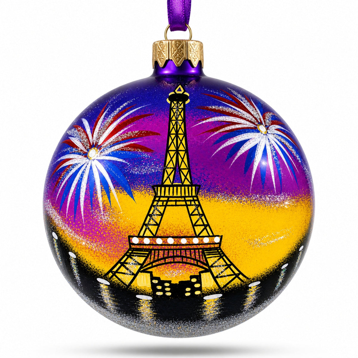 Eiffel Tower, Paris, France Glass Ball Christmas Ornament 4 Inches
