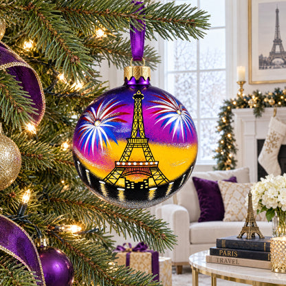 Eiffel Tower, Paris, France Glass Ball Christmas Ornament 4 Inches