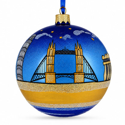 European Travel Attractions Glass Ball Christmas Ornament 4 Inches