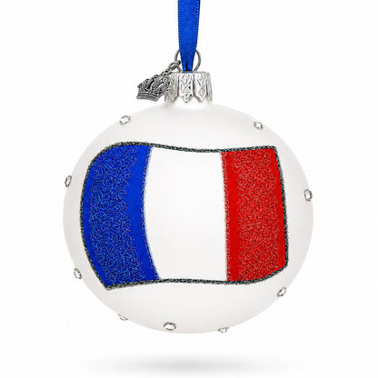 Flag of France Glass Ball Christmas Ornament 3.25 Inches
