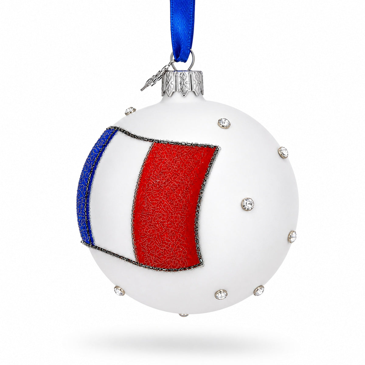 Flag of France Glass Ball Christmas Ornament 3.25 Inches