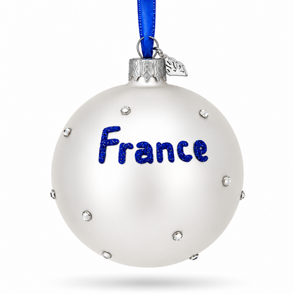 Flag of France Glass Ball Christmas Ornament 3.25 Inches