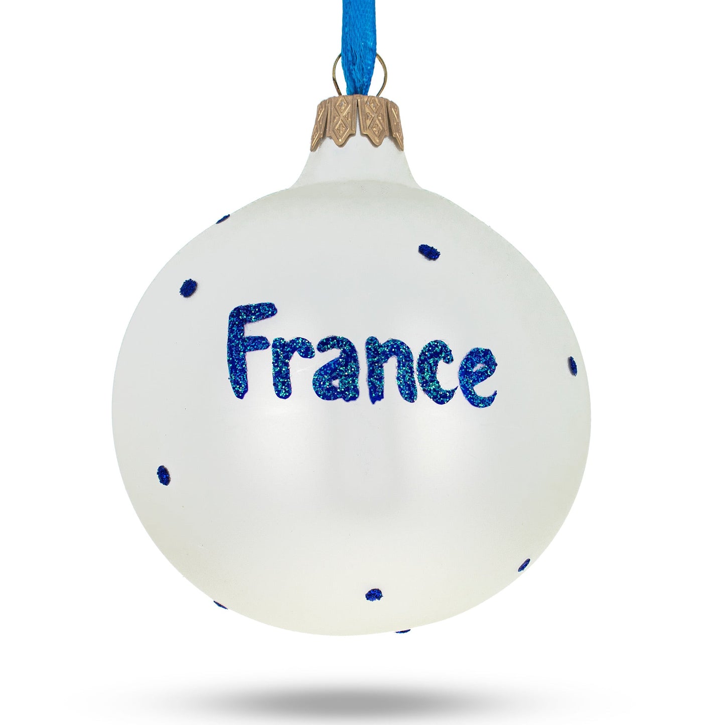Flag of France Glass Ball Christmas Ornament 3.25 Inches