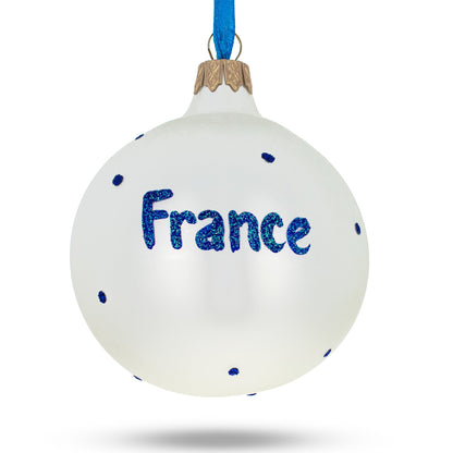 Flag of France Glass Ball Christmas Ornament 3.25 Inches