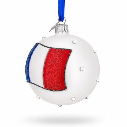 Flag of France Glass Ball Christmas Ornament 3.25 Inches