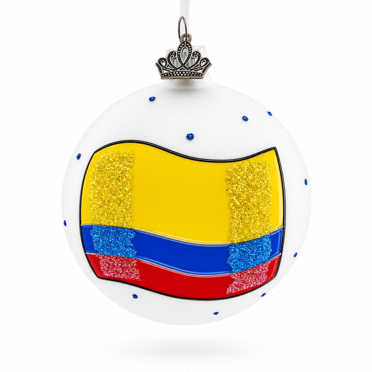 Flag of Colombia Glass Ball Christmas Ornament 3.25 Inches