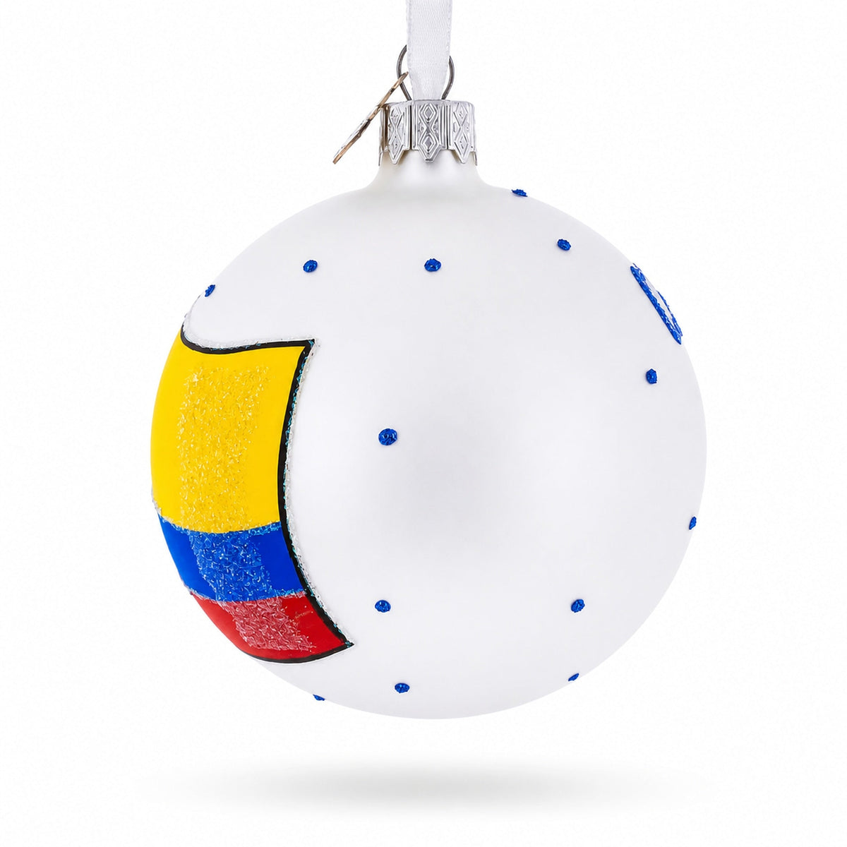 Flag of Colombia Glass Ball Christmas Ornament 3.25 Inches