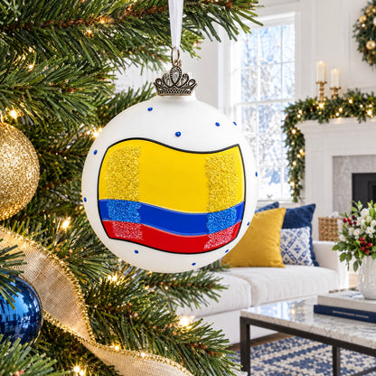 Flag of Colombia Glass Ball Christmas Ornament 3.25 Inches