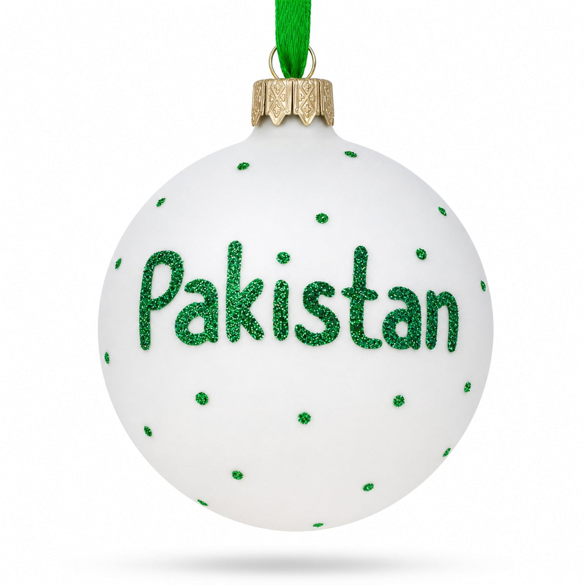 Flag of Pakistan Glass Ball Christmas Ornament 3.25 Inches