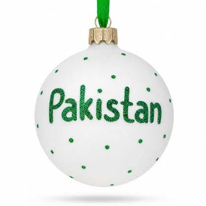 Flag of Pakistan Glass Ball Christmas Ornament 3.25 Inches