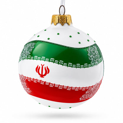 Flag of Iran Glass Ball Christmas Ornament 3.25 Inches (Made in Ukraine)