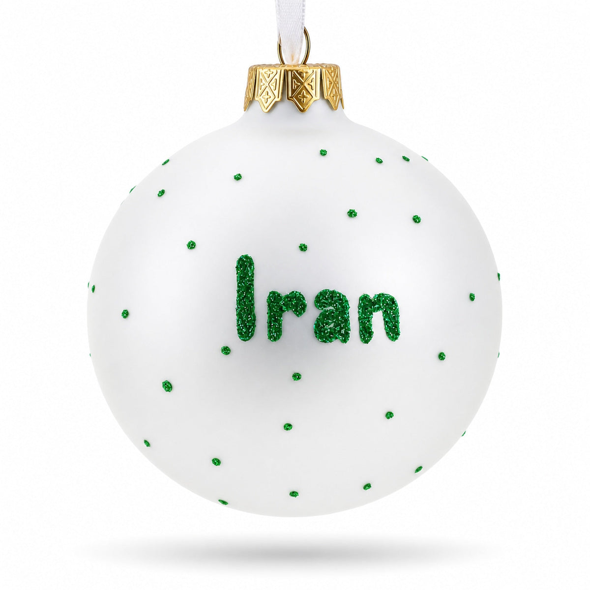 Flag of Iran Glass Ball Christmas Ornament 3.25 Inches (Made in Ukraine)