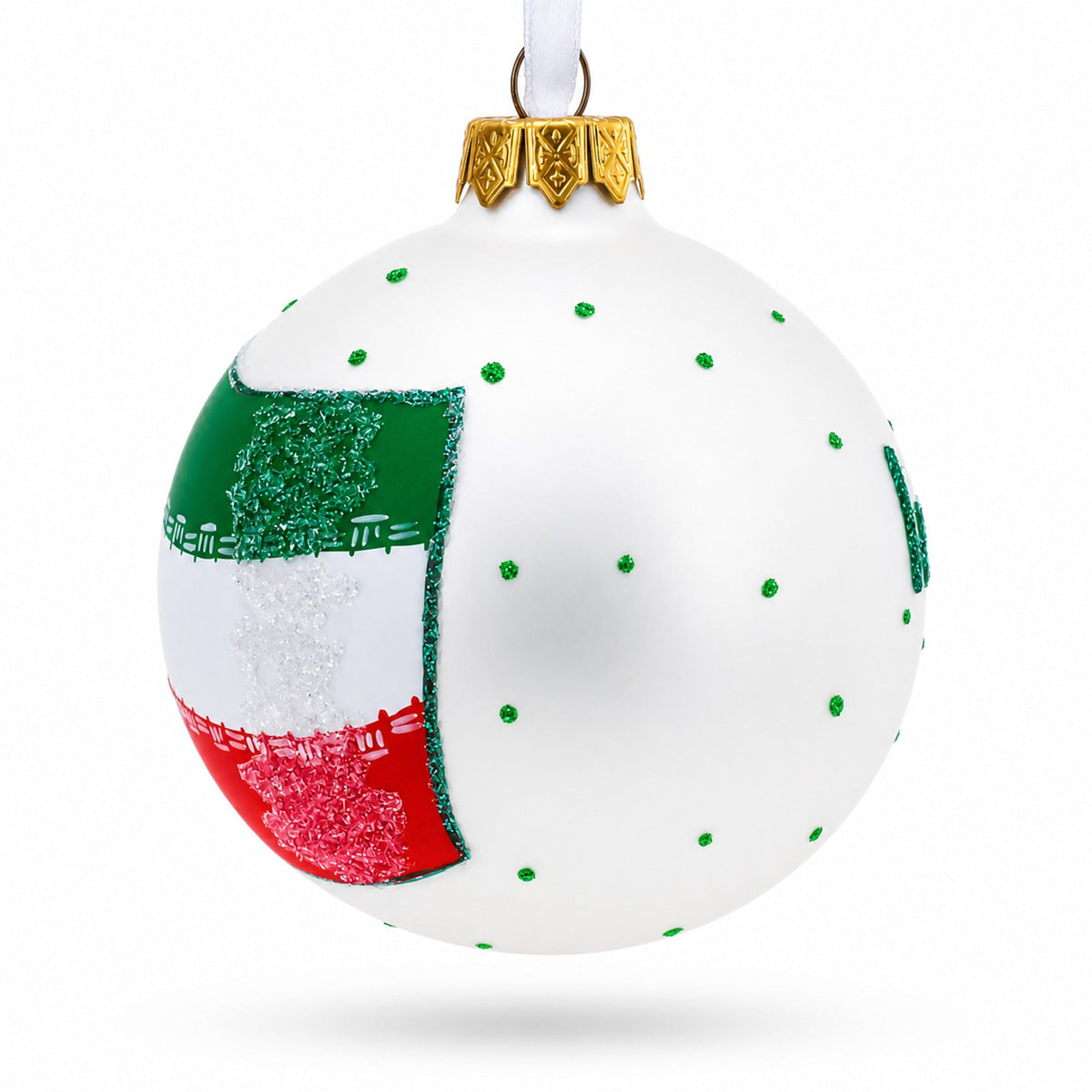 Flag of Iran Glass Ball Christmas Ornament 3.25 Inches (Made in Ukraine)
