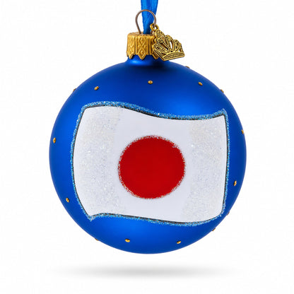 Flag of Japan Glass Ball Christmas Ornament 3.25 Inches