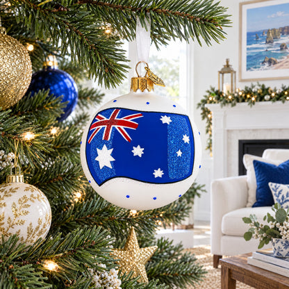 Flag of Australia Glass Ball Christmas Ornament 3.25 Inches