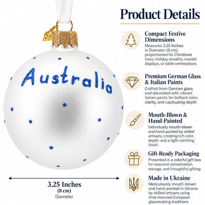 Flag of Australia Glass Ball Christmas Ornament 3.25 Inches
