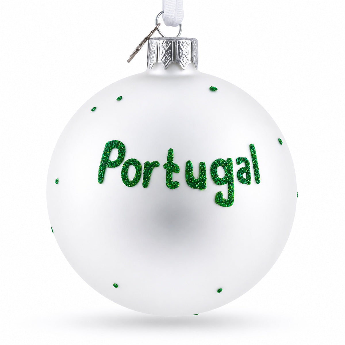 Flag of Portugal Glass Ball Christmas Ornament 3.25 Inches