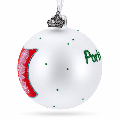 Flag of Portugal Glass Ball Christmas Ornament 3.25 Inches