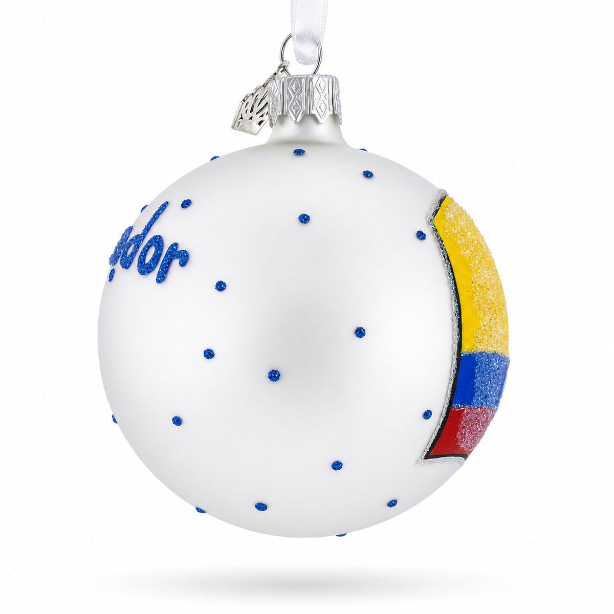 Flag of Ecuador Glass Ball Christmas Ornament 3.25 Inches