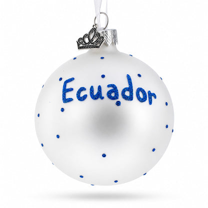 Flag of Ecuador Glass Ball Christmas Ornament 3.25 Inches
