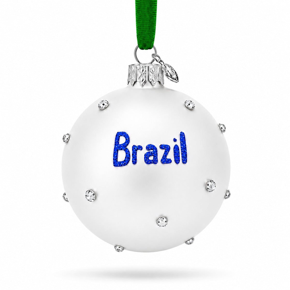 Flag of Brazil Glass Ball Christmas Ornament 3.25 Inches