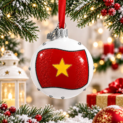 Flag of Vietnam Glass Ball Christmas Ornament 3.25 Inches