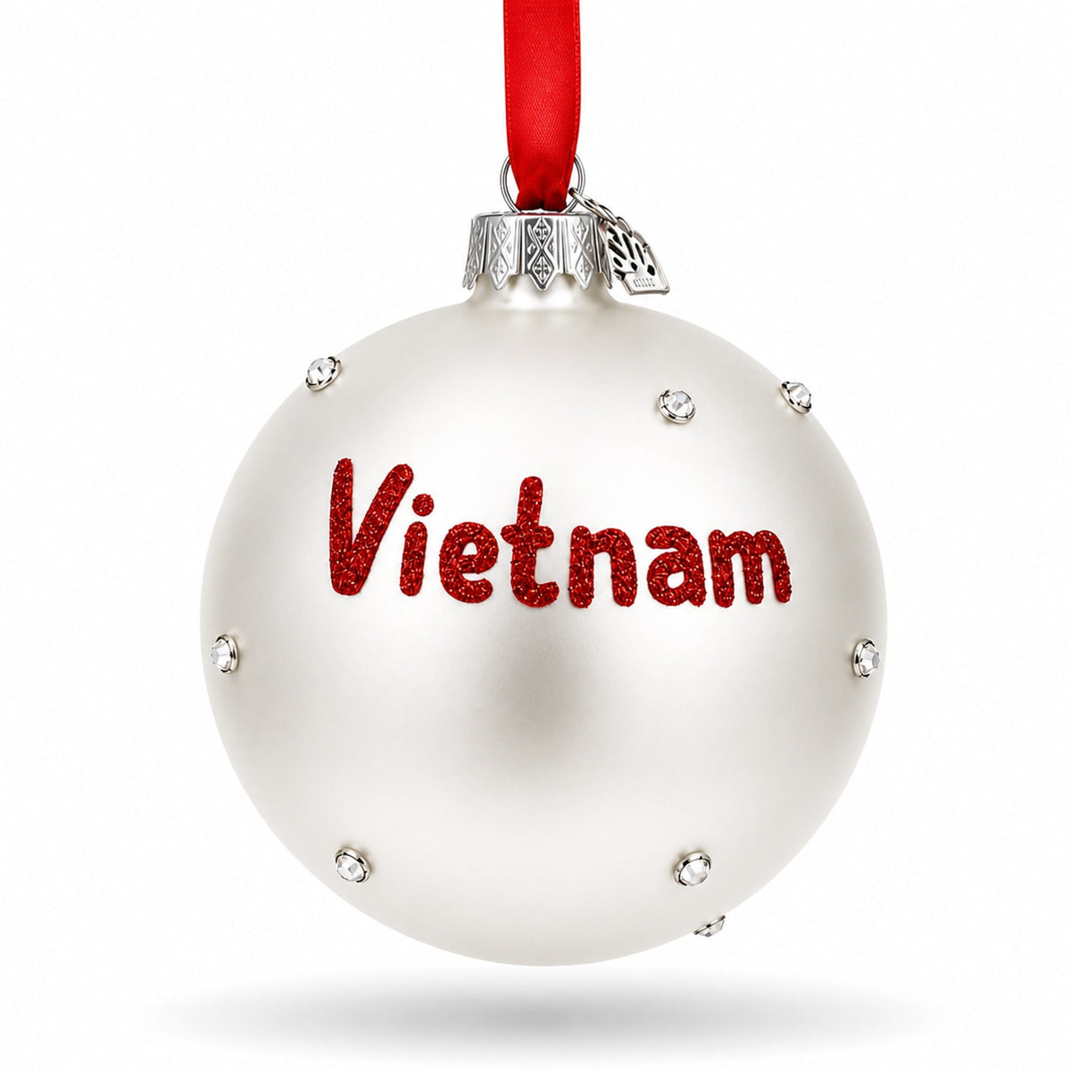 Flag of Vietnam Glass Ball Christmas Ornament 3.25 Inches