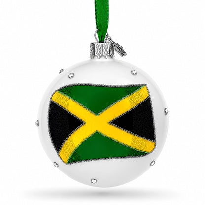 Flag of Jamaica Glass Ball Christmas Ornament 3.25 Inches