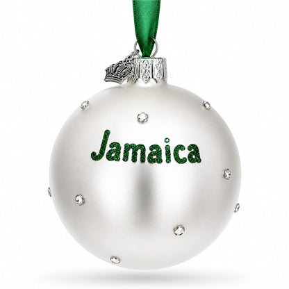 Flag of Jamaica Glass Ball Christmas Ornament 3.25 Inches