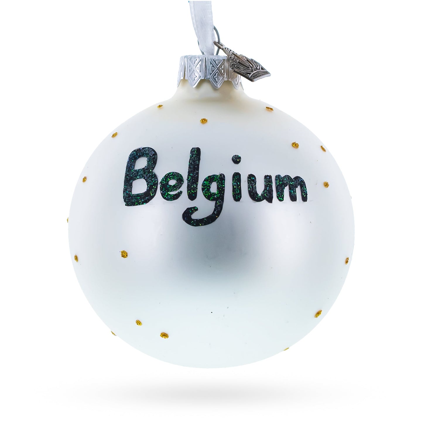 Flag of Belgium Glass Ball Christmas Ornament 3.25 Inches