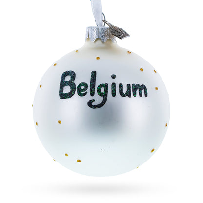 Flag of Belgium Glass Ball Christmas Ornament 3.25 Inches