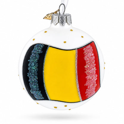 Flag of Belgium Glass Ball Christmas Ornament 3.25 Inches