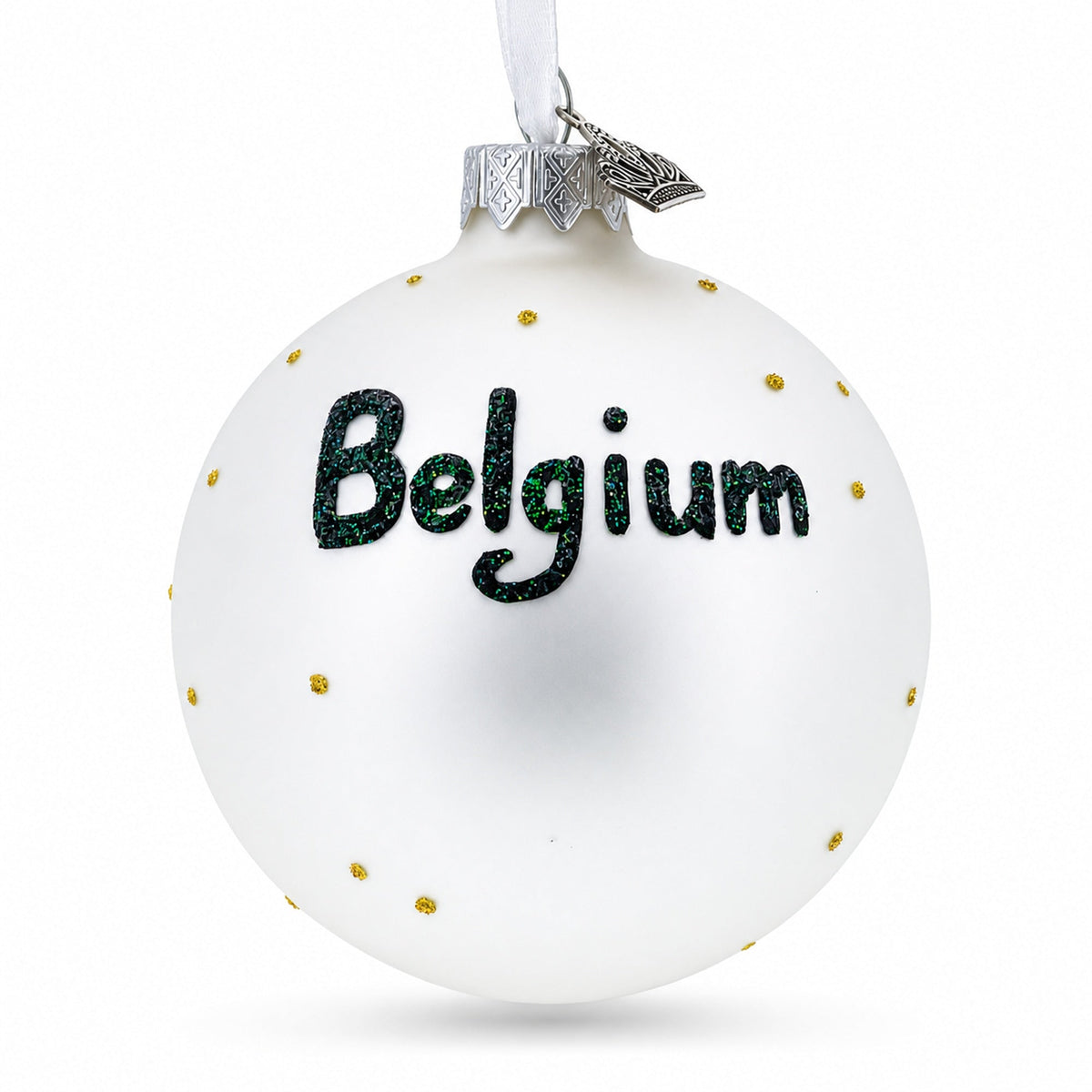 Flag of Belgium Glass Ball Christmas Ornament 3.25 Inches