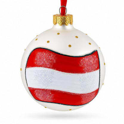 Flag of Austria Glass Ball Christmas Ornament 3.25 Inches