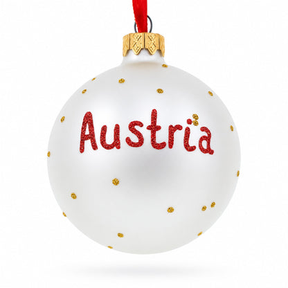Flag of Austria Glass Ball Christmas Ornament 3.25 Inches