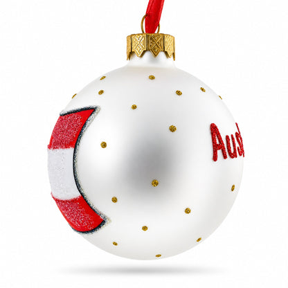 Flag of Austria Glass Ball Christmas Ornament 3.25 Inches