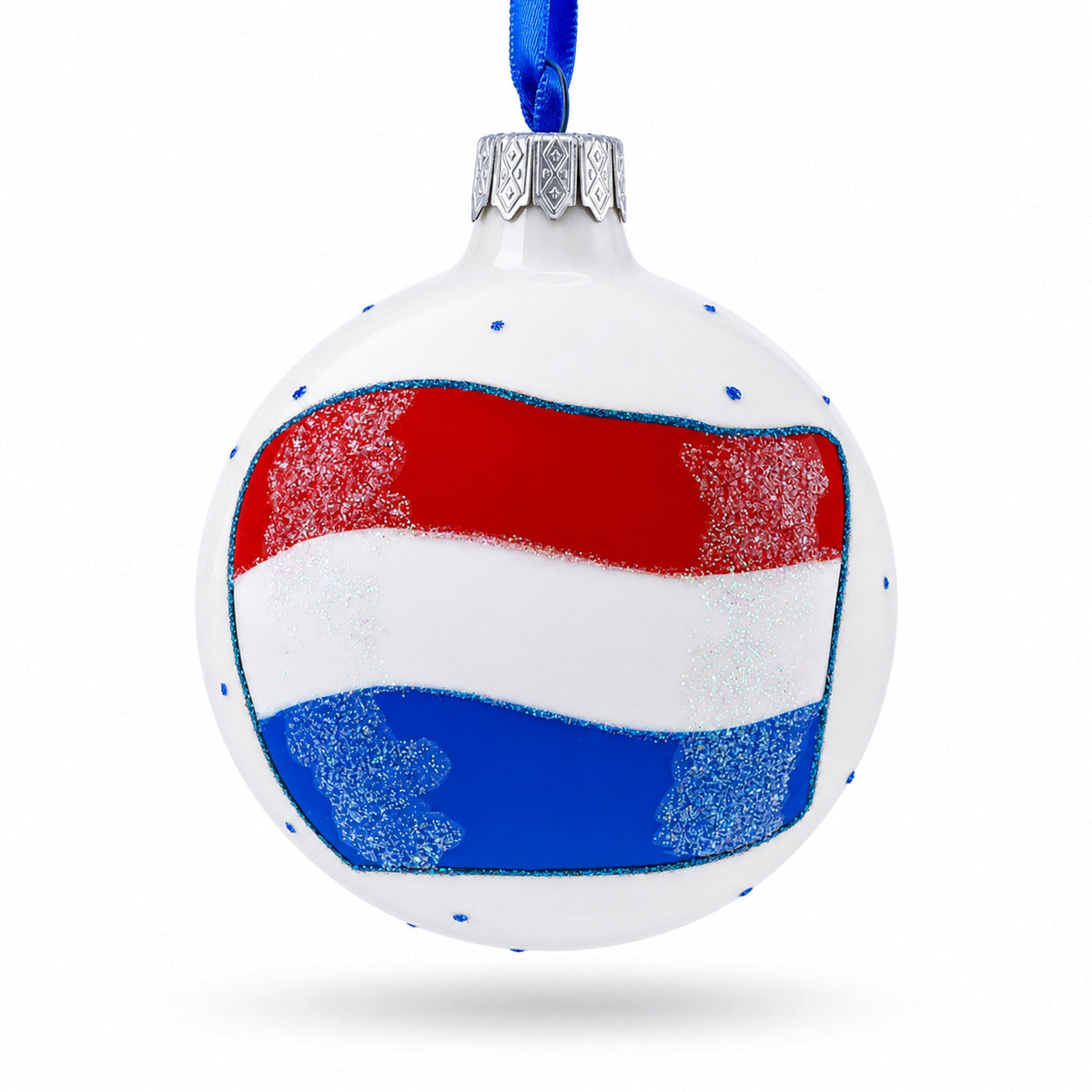Flag of Netherlands Glass Ball Christmas Ornament 3.25 Inches