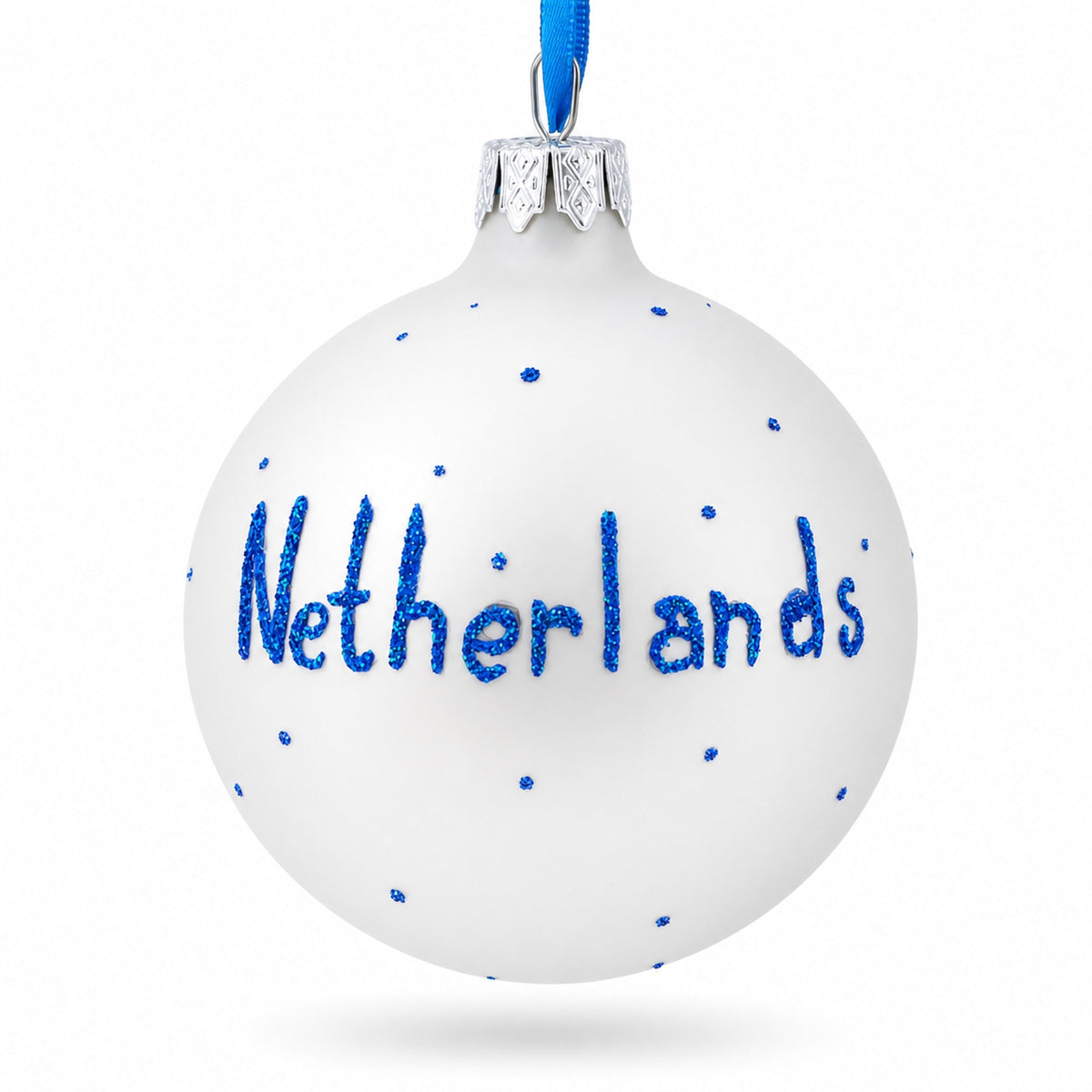 Flag of Netherlands Glass Ball Christmas Ornament 3.25 Inches