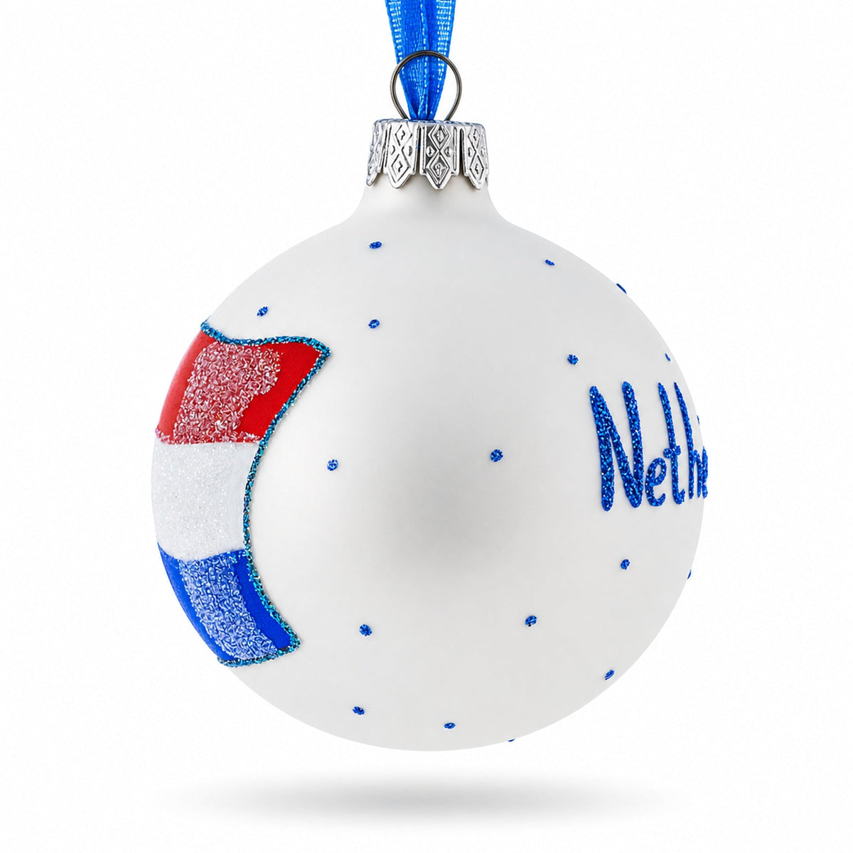 Flag of Netherlands Glass Ball Christmas Ornament 3.25 Inches