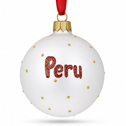 Flag of Peru Glass Ball Christmas Ornament 3.25 Inches