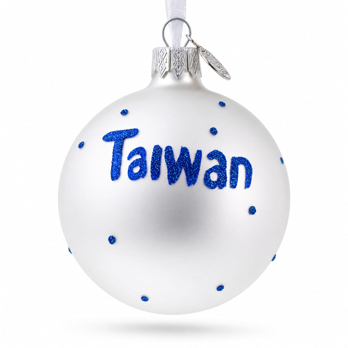 Flag of Taiwan Glass Ball Christmas Ornament 3.25 Inches