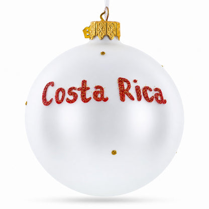 Flag of Costa Rica Glass Ball Christmas Ornament 3.25 Inches