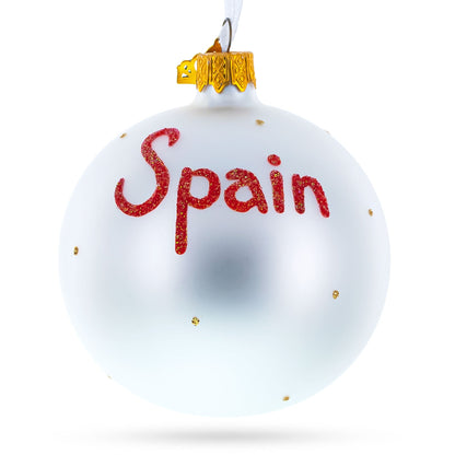 Flag of Spain Glass Ball Christmas Ornament 3.25 Inches