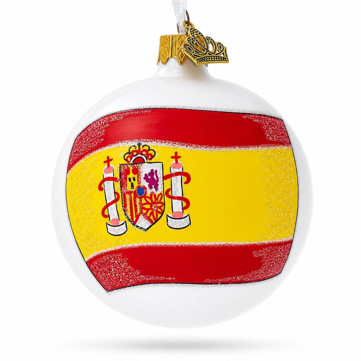 Flag of Spain Glass Ball Christmas Ornament 3.25 Inches