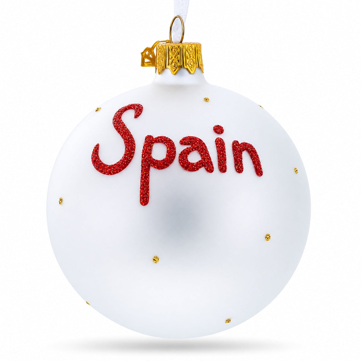 Flag of Spain Glass Ball Christmas Ornament 3.25 Inches