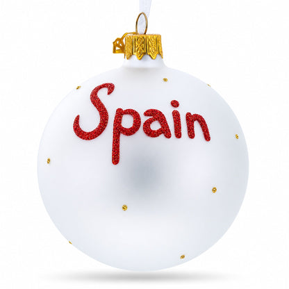 Flag of Spain Glass Ball Christmas Ornament 3.25 Inches